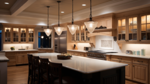 A kitchen with excellent lighting