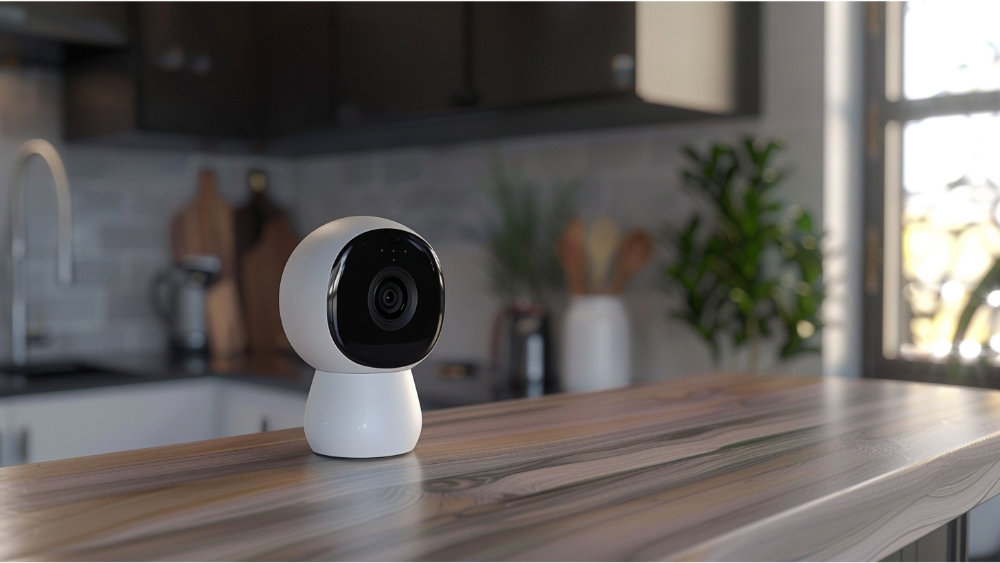 Smart security camera in the kitchen